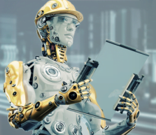 AI robot with tablet